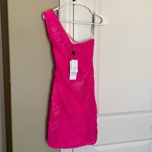 Herve Leger hot pink dress Size M.  NWT